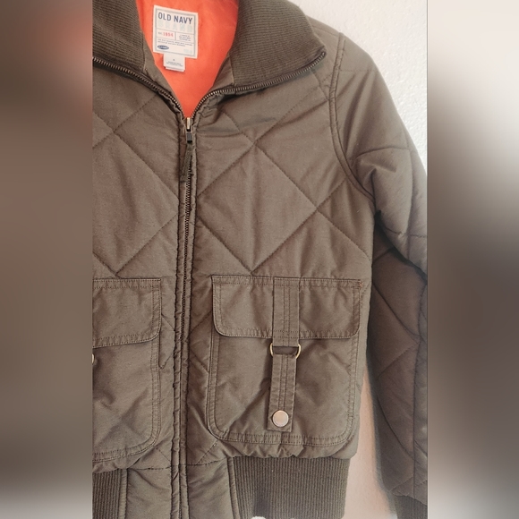 🔥Old Navy Army Green Cropped Puffer Bomber Winter Jacket Size S - Picture 4 of 4